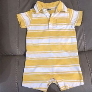 Yellow and white striped romper